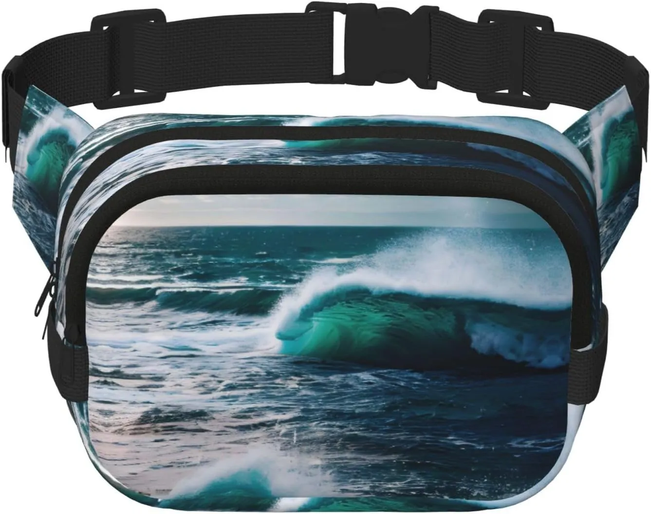 Scenic sea water Print Men and Women Square Double Layer Waist Bag Workout Crossbody Travel Waist Bag