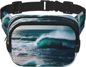 Scenic sea water Print Men and Women Square Double Layer Waist Bag Workout Crossbody Travel Waist Bag