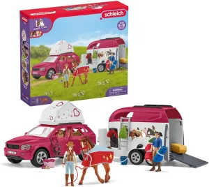 Schleich Horse Club — Horse Adventures with Car and Trailer Horse Play Set, 110 Piece Set of Horse Toys for Girls and Boys Ages 5 