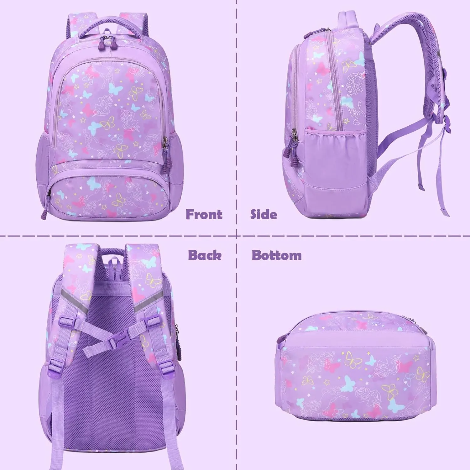 School Backpack for Girls, 3PCS Backpack Set with Lunch Box Pencil Case for Preschool Elementary High School Kids Teens