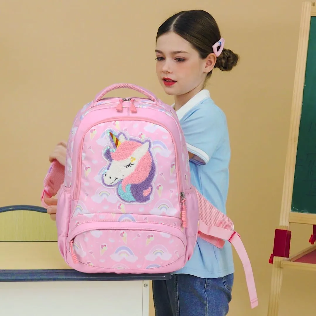 School Backpack for Girls, 3PCS Backpack Set with Lunch Box Pencil Case for Preschool Elementary High School Kids Teens