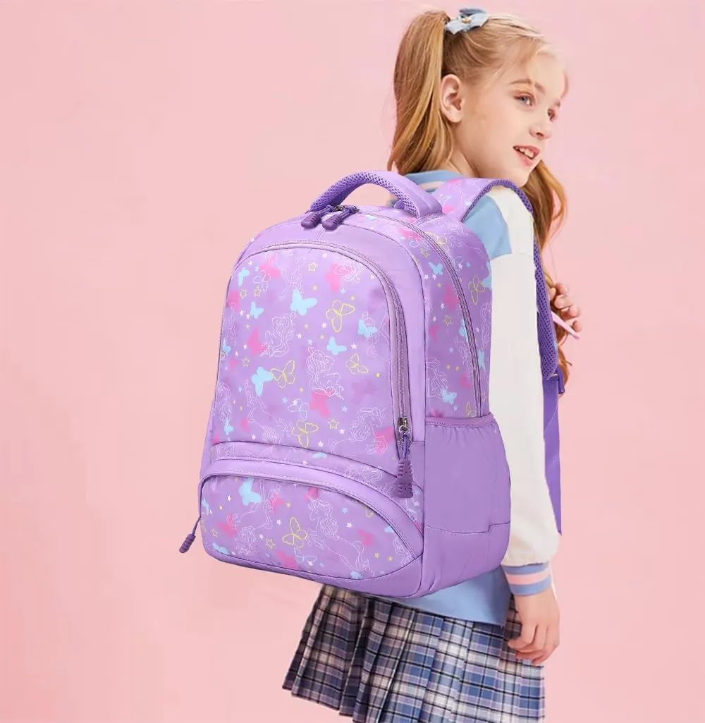 School Backpack for Girls, 3PCS Backpack Set with Lunch Box Pencil Case for Preschool Elementary High School Kids Teens