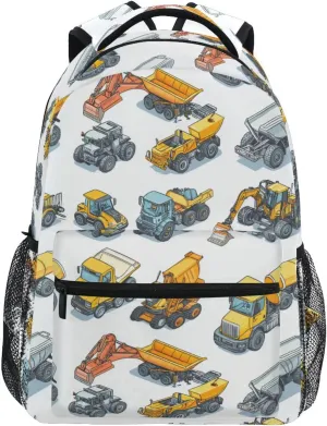 School Backpack for Teacher Nurse Waterproof Diaper Bag Backpack with Chest Strap for College Work Construction Vehicles