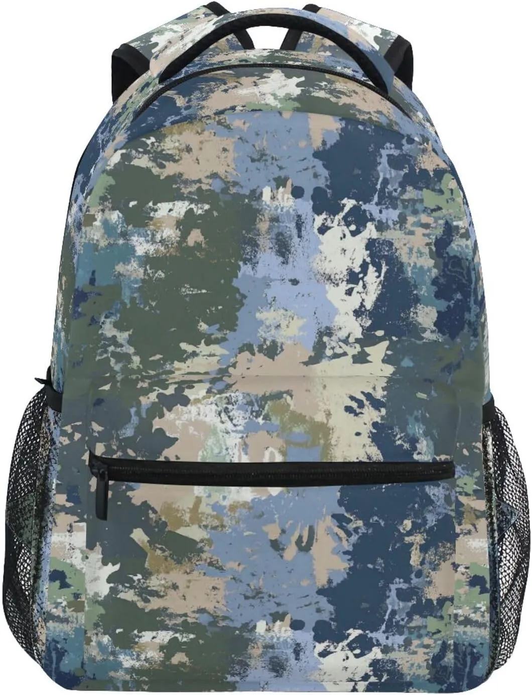 School Backpack for Teens Boys Girls Waterproof School Bag with Chest Strap for College Work Army Camouflage Blue Camouflage