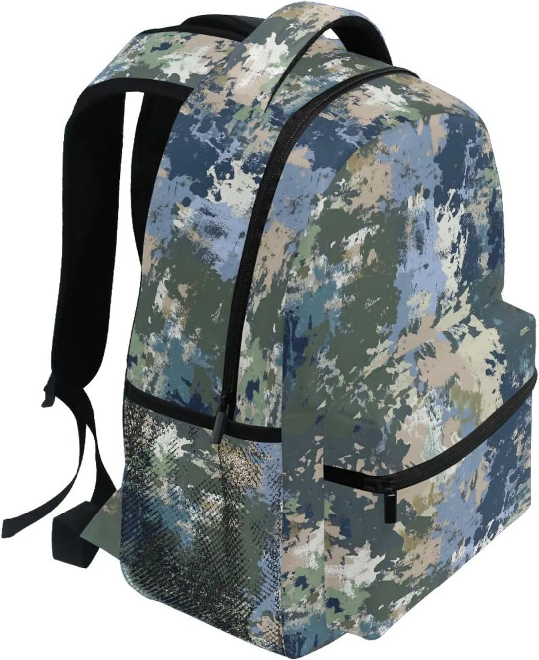 School Backpack for Teens Boys Girls Waterproof School Bag with Chest Strap for College Work Army Camouflage Blue Camouflage