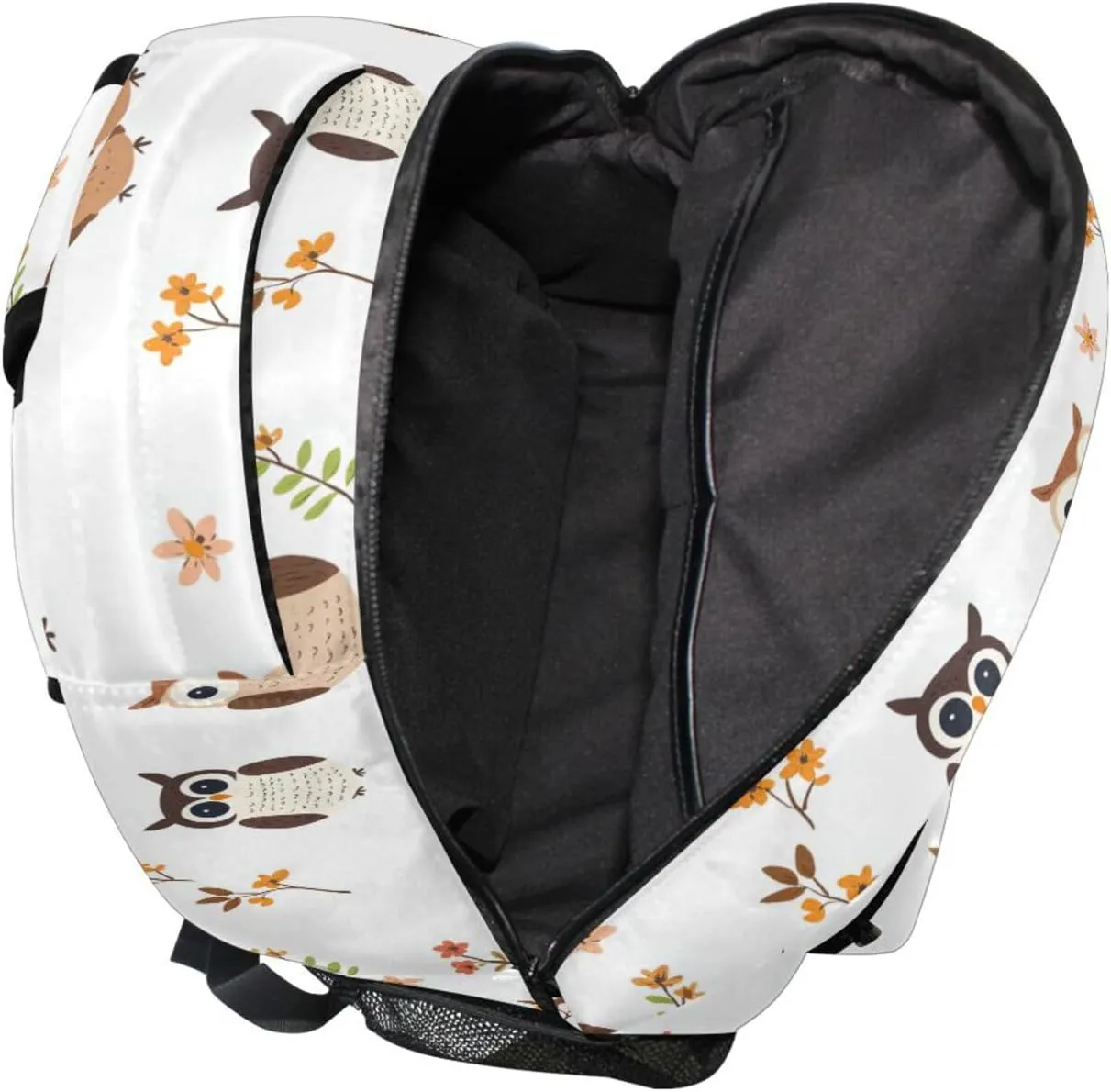 School Backpack for Women Men Waterproof Outdoor Backpack with Chest Strap Gift Men & Women Cartoon Cute Owl White