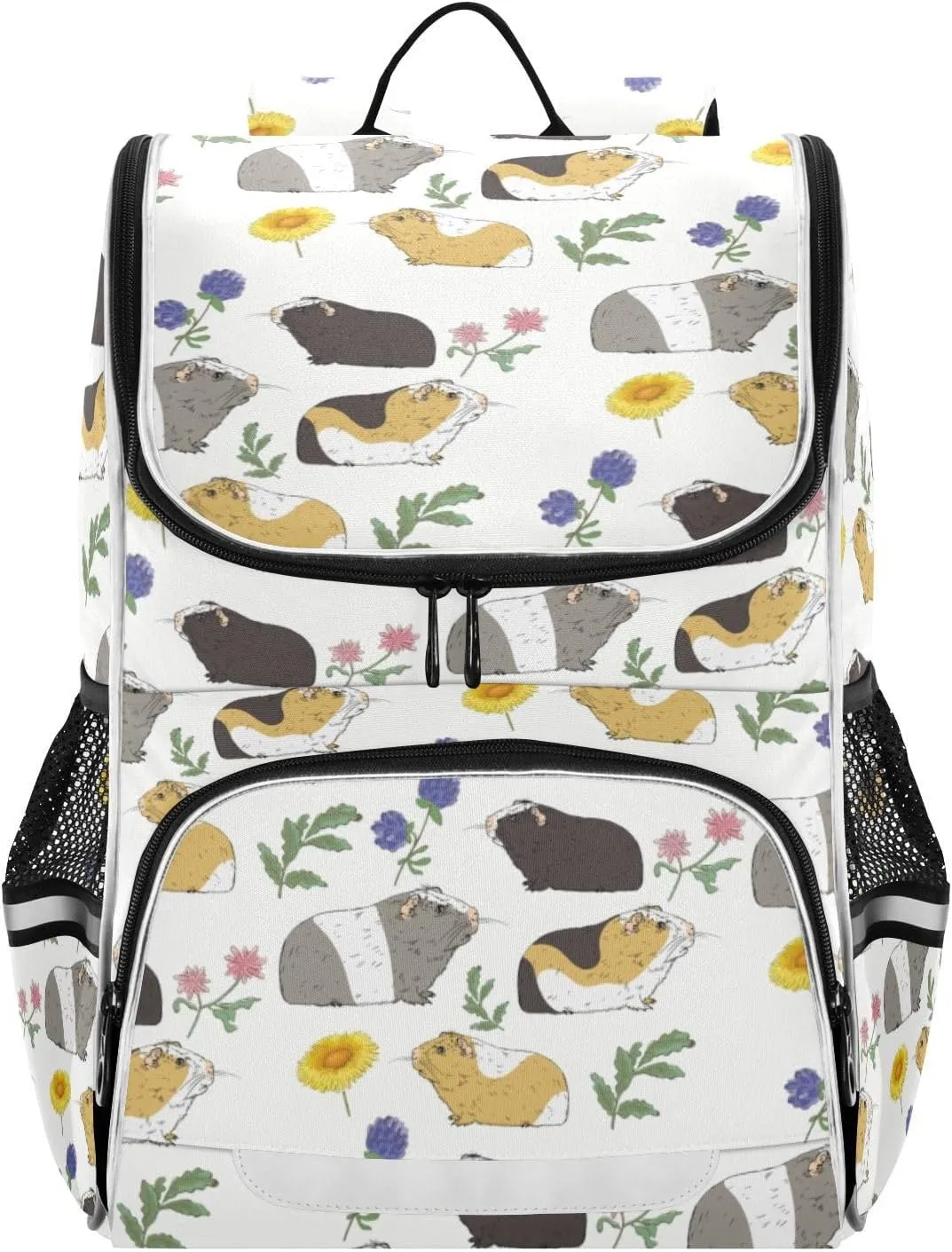 School Backpack with Chest Strap, Guinea Pig Laptop Backpack, Travel Hiking Backpack for Boys Girls, Rucksack, Knapsack