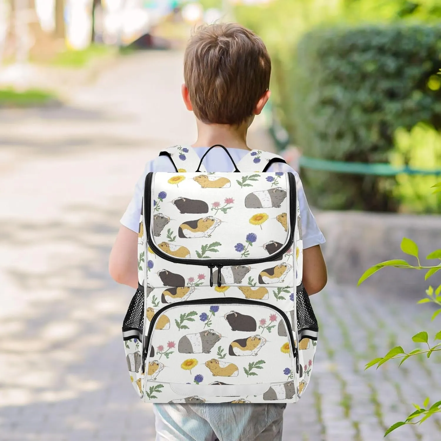 School Backpack with Chest Strap, Guinea Pig Laptop Backpack, Travel Hiking Backpack for Boys Girls, Rucksack, Knapsack