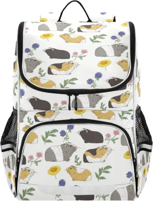 School Backpack with Chest Strap, Guinea Pig Laptop Backpack, Travel Hiking Backpack for Boys Girls, Rucksack, Knapsack