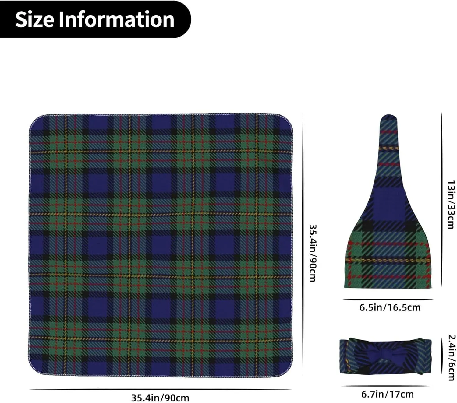 Scottish Clan Maclaren Tartan Newborn Receiving Blanket Toddler Warm for Girls with Matching Hat and Bow Headband Shower Gift
