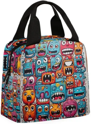 Scrawl Lunch Bag Weird Thriller Tote Lunch Bag Reusable Lunch Box Leakproof Cooler Bag