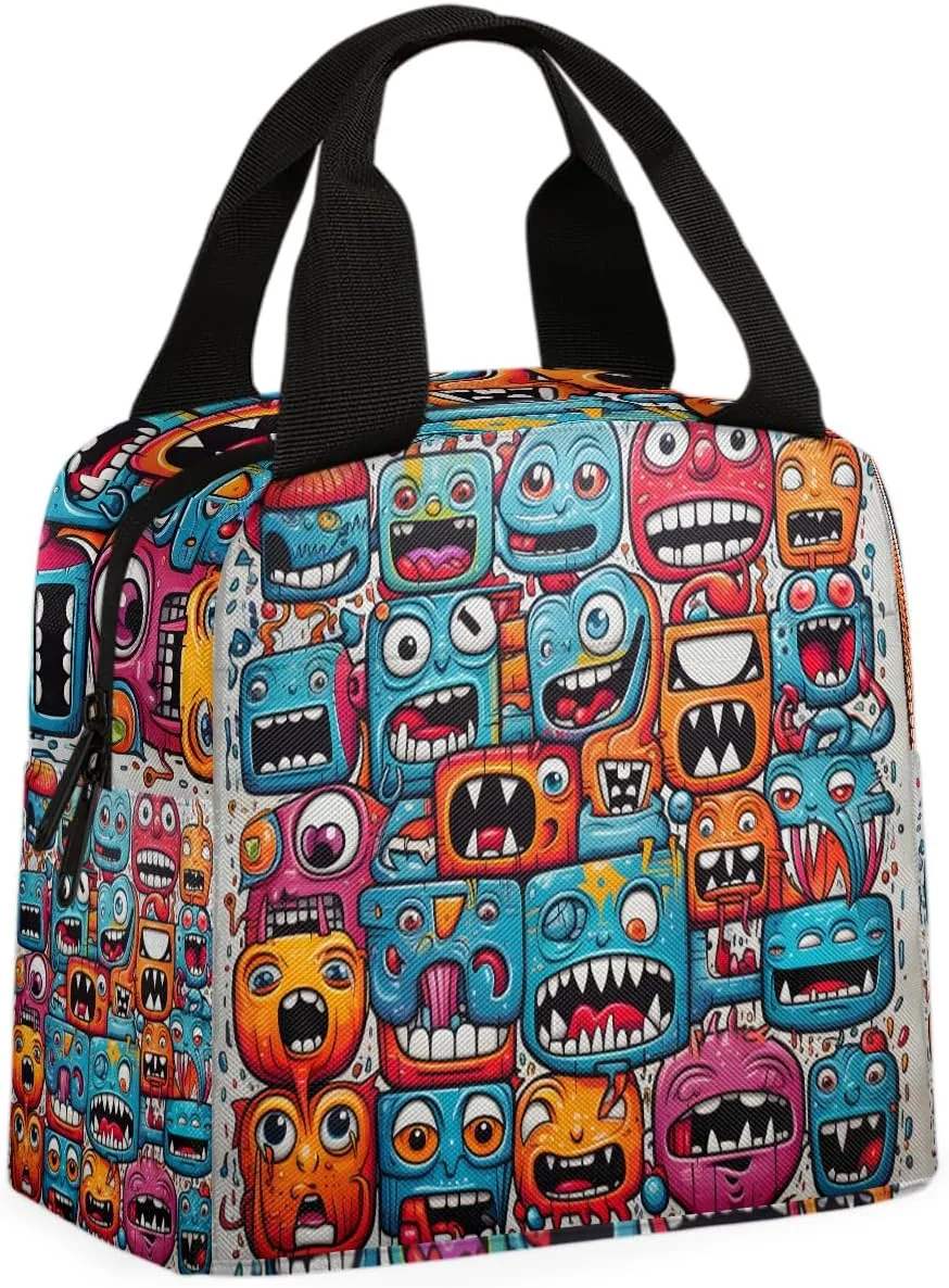 Scrawl Lunch Bag Weird Thriller Tote Lunch Bag Reusable Lunch Box Leakproof Cooler Bag