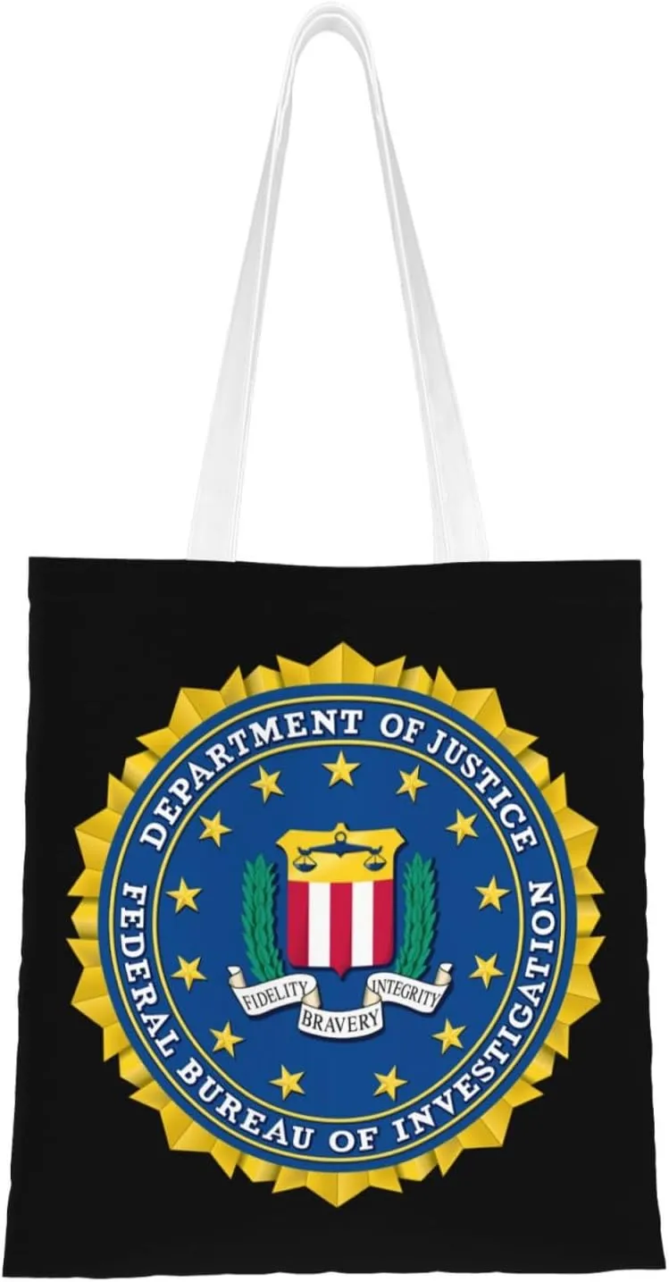 Seal of the Federal Bureau of Investigation Tote Bag for Women Canvas Shopping Bags Reusable Large Capacity Casual Shoulder Handbags Grocery Bags DIY Gift Bags