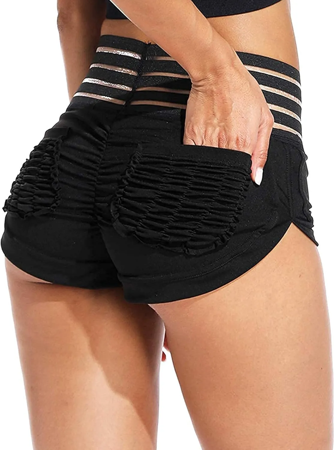 SEASUM Women Sexy Booty Shorts High Waisted Butt Lifting Hot Dance Costume Exotic Rave Clubwear