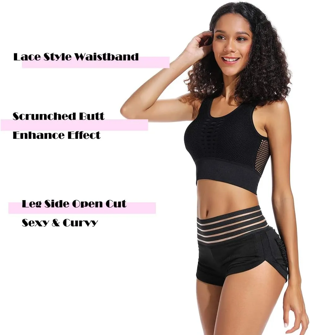 SEASUM Women Sexy Booty Shorts High Waisted Butt Lifting Hot Dance Costume Exotic Rave Clubwear