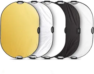 Selens 5-in-1 Oval Reflector with Handle for Photography Photo Studio Lighting & Outdoor Lighting (24 x 36 Inch)