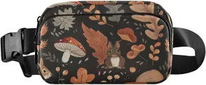 senya Squirrels Maple Leaves Mushrooms Fanny Pack Crossbody Bags for Women Belt Bag Running Waist Bag with Adjustable Strap