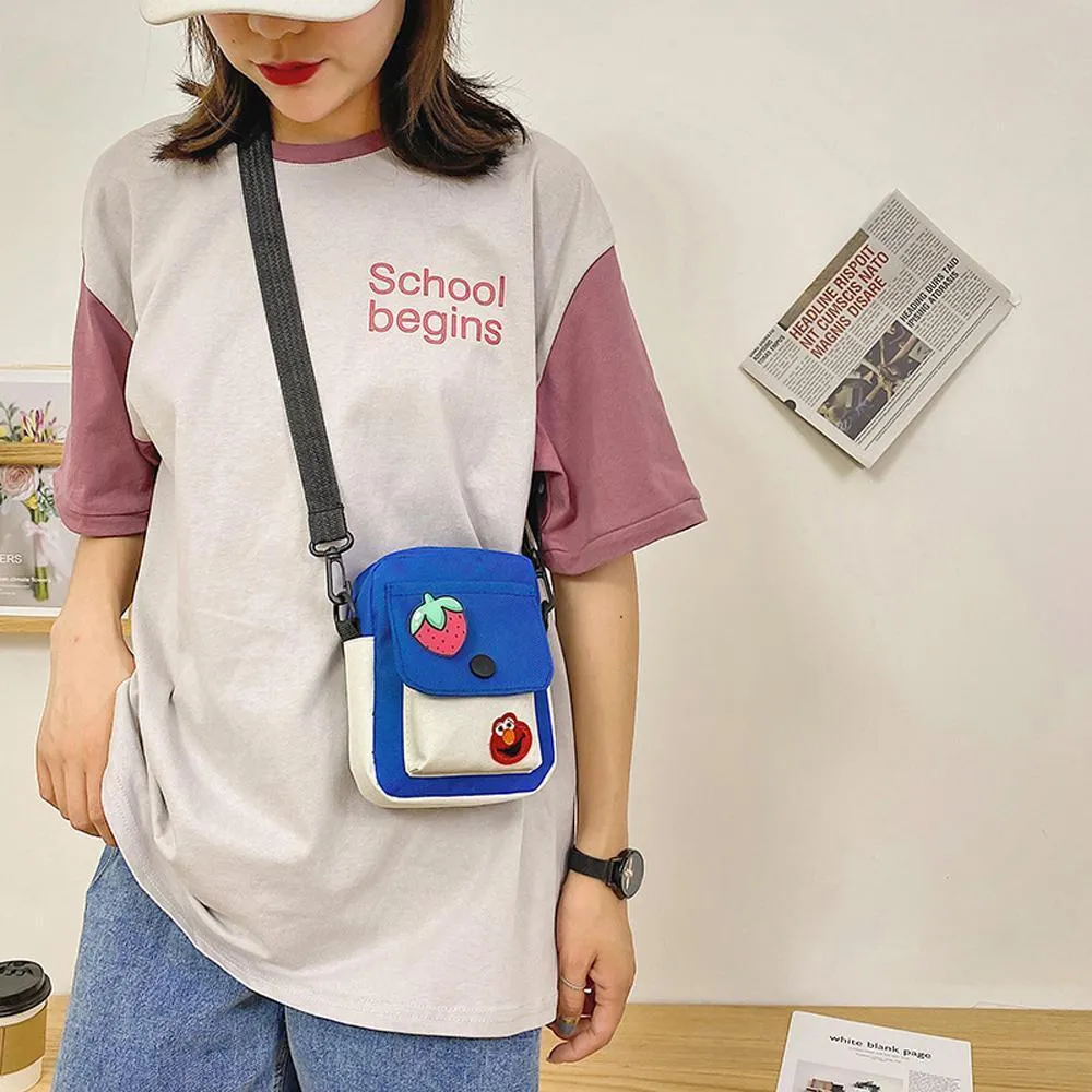 Sesame Street Crossbody Bag Canvas Cartoon Satchel Student Shoulder