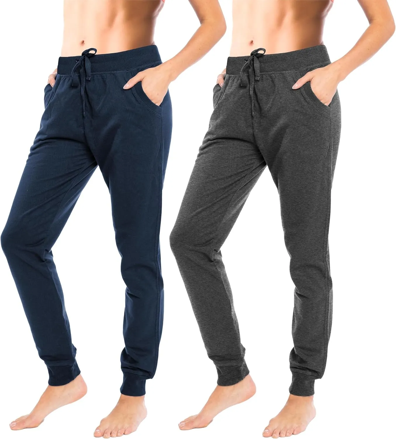 Sexy Basics Women's Drawstring Joggers | Knit Cotton Sweat Pants | Multi Packs & Colors