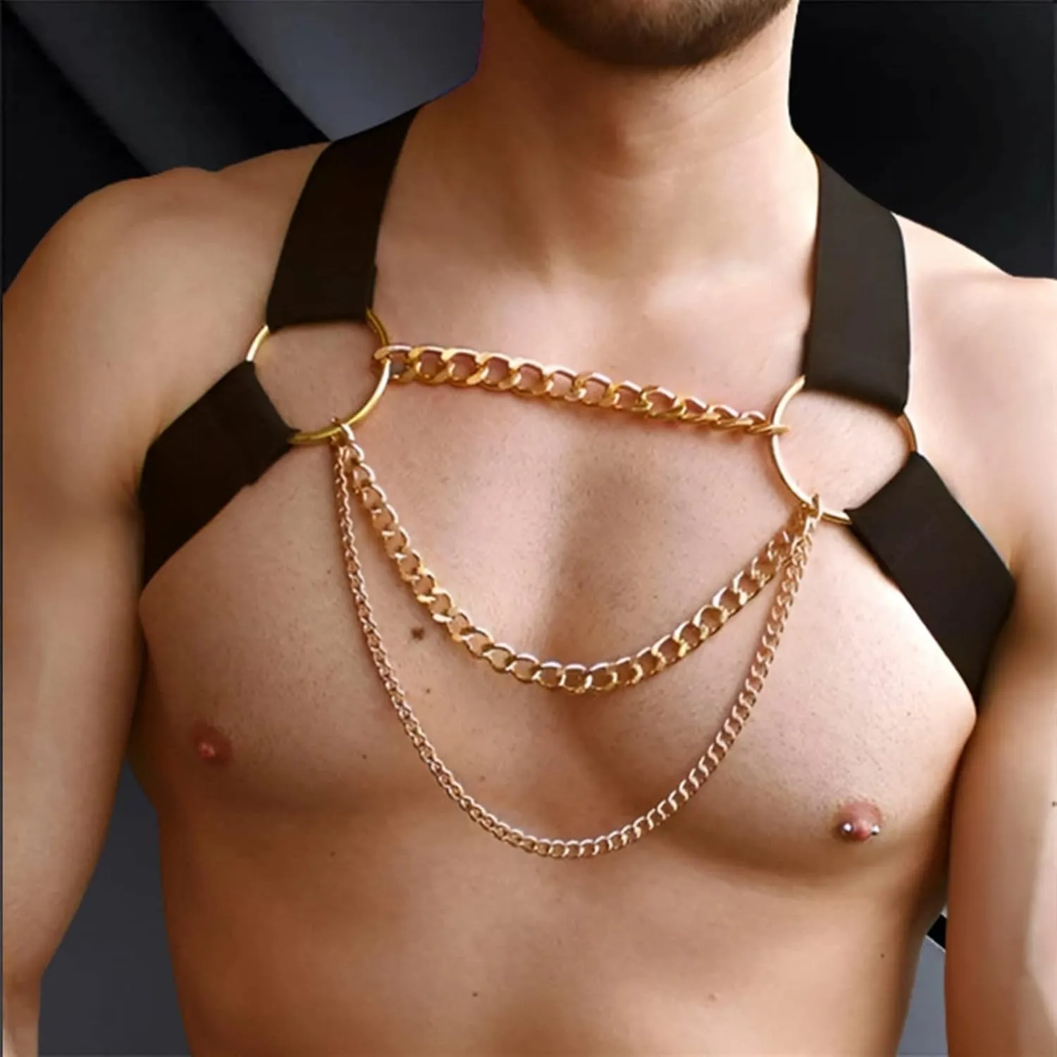 Sexy Black PU Leather Sissy Lingerie Adjustable Harness Men Belts Bondage Body