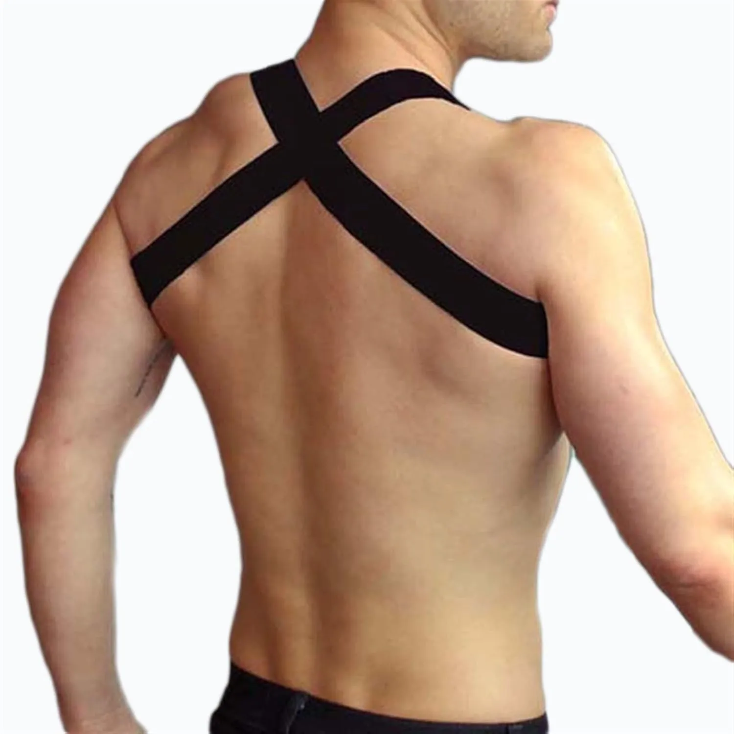 Sexy Black PU Leather Sissy Lingerie Adjustable Harness Men Belts Bondage Body