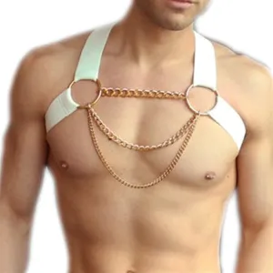 Sexy Black PU Leather Sissy Lingerie Adjustable Harness Men Belts Bondage Body