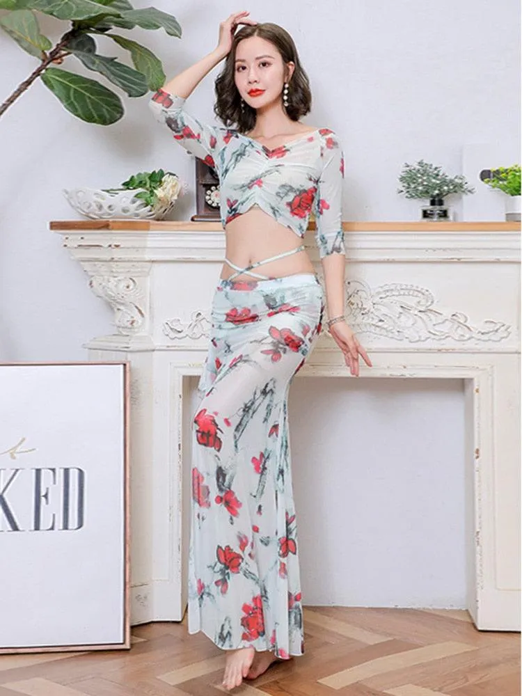 Sexy Women Belly Dance Suit Bellydance Costume Dancing Skirt Belly Dance Top