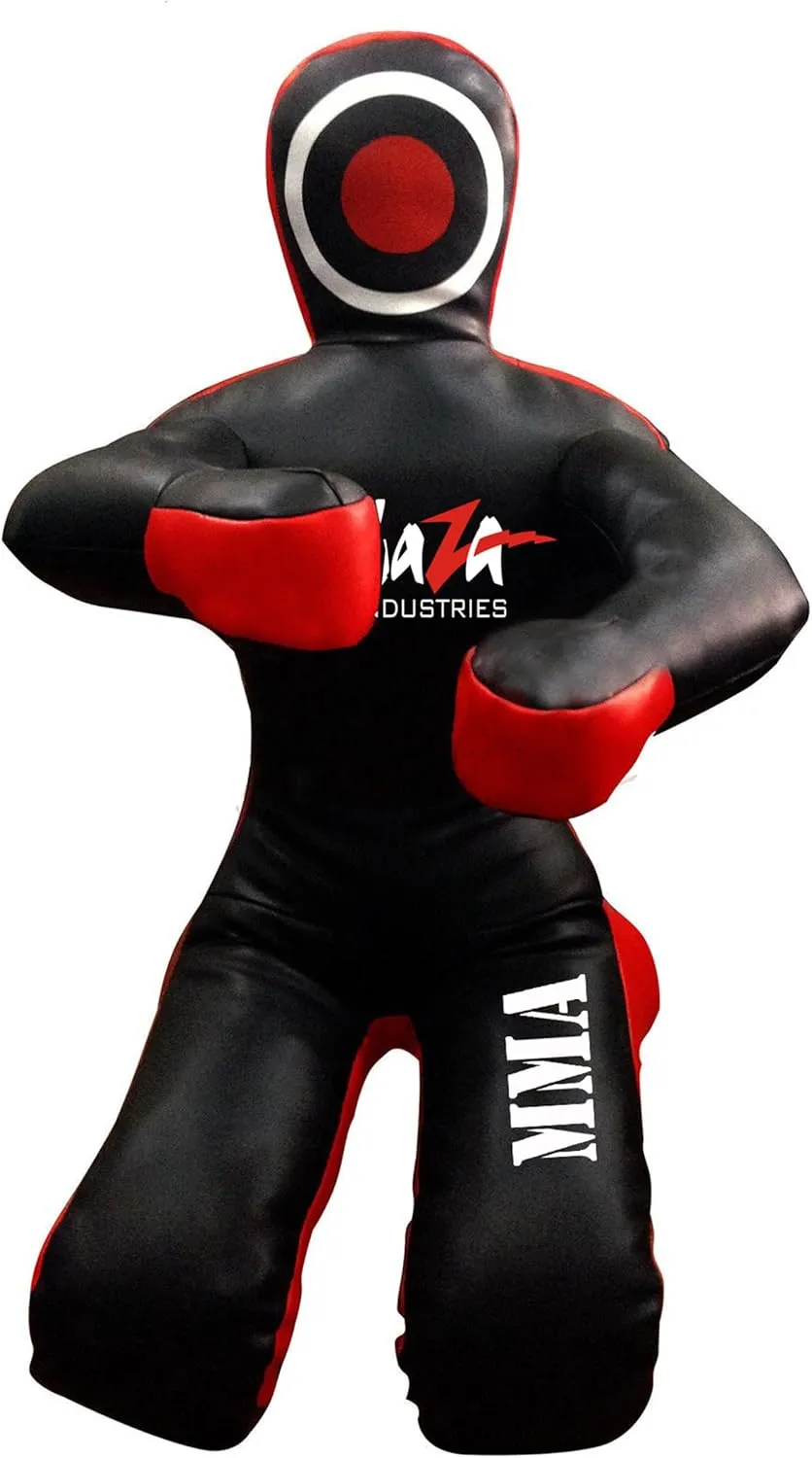 Shaza MMA BJJ Wrestling Grappling Dummy Bag Unfilled, Premium Leather, 360 Degree Mobility