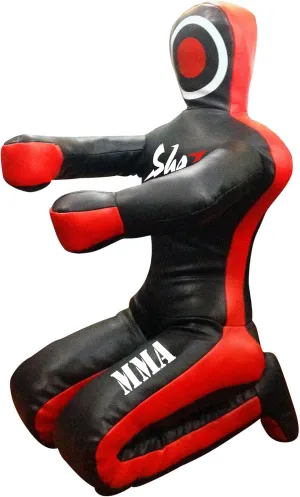 Shaza MMA BJJ Wrestling Grappling Dummy Bag Unfilled, Premium Leather, 360 Degree Mobility