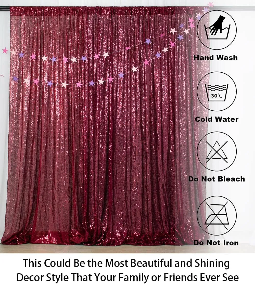 ShiDianYi Backdrop Curtain 6Ftx8Ft Burgundy Sequin Backdrop Bridal Shower Backdrops Sparkle Glitter Backdrop Shimmer Backdrop Window Curtains Photo Backdrop Christmas Backdrop