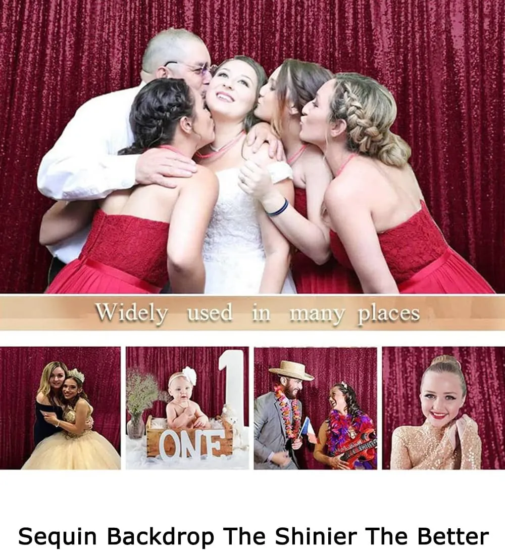 ShiDianYi Backdrop Curtain 6Ftx8Ft Burgundy Sequin Backdrop Bridal Shower Backdrops Sparkle Glitter Backdrop Shimmer Backdrop Window Curtains Photo Backdrop Christmas Backdrop