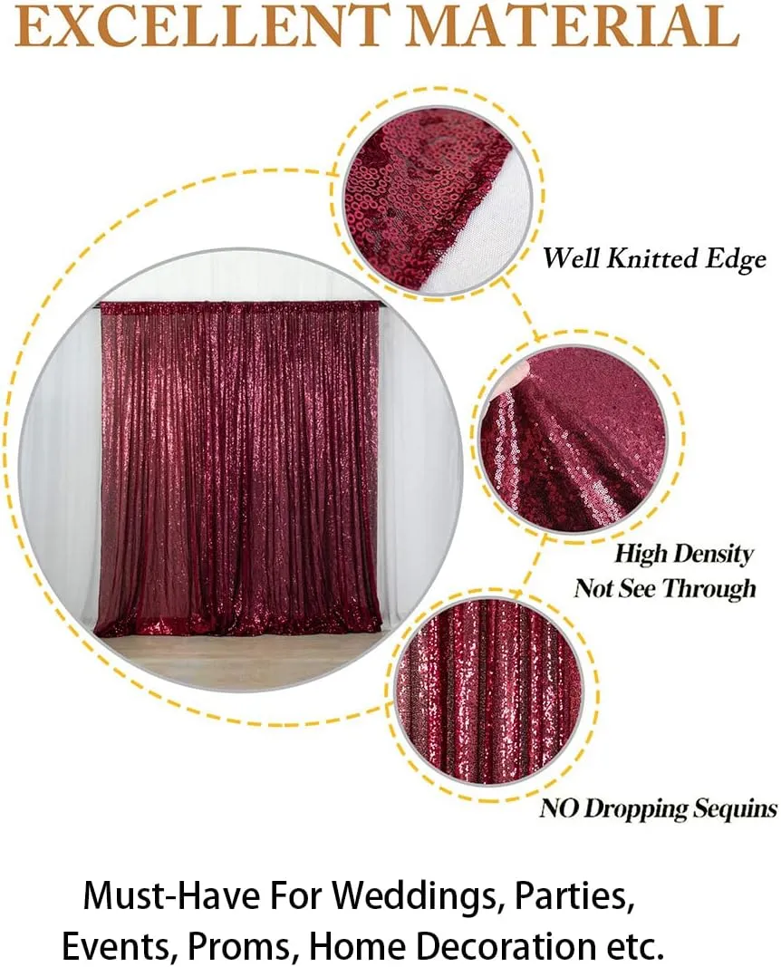 ShiDianYi Backdrop Curtain 6Ftx8Ft Burgundy Sequin Backdrop Bridal Shower Backdrops Sparkle Glitter Backdrop Shimmer Backdrop Window Curtains Photo Backdrop Christmas Backdrop