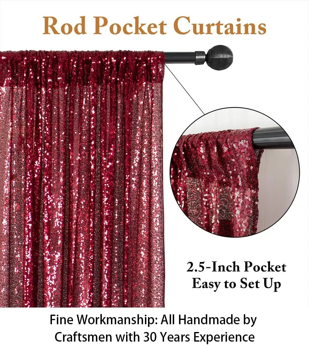 ShiDianYi Backdrop Curtain 6Ftx8Ft Burgundy Sequin Backdrop Bridal Shower Backdrops Sparkle Glitter Backdrop Shimmer Backdrop Window Curtains Photo Backdrop Christmas Backdrop