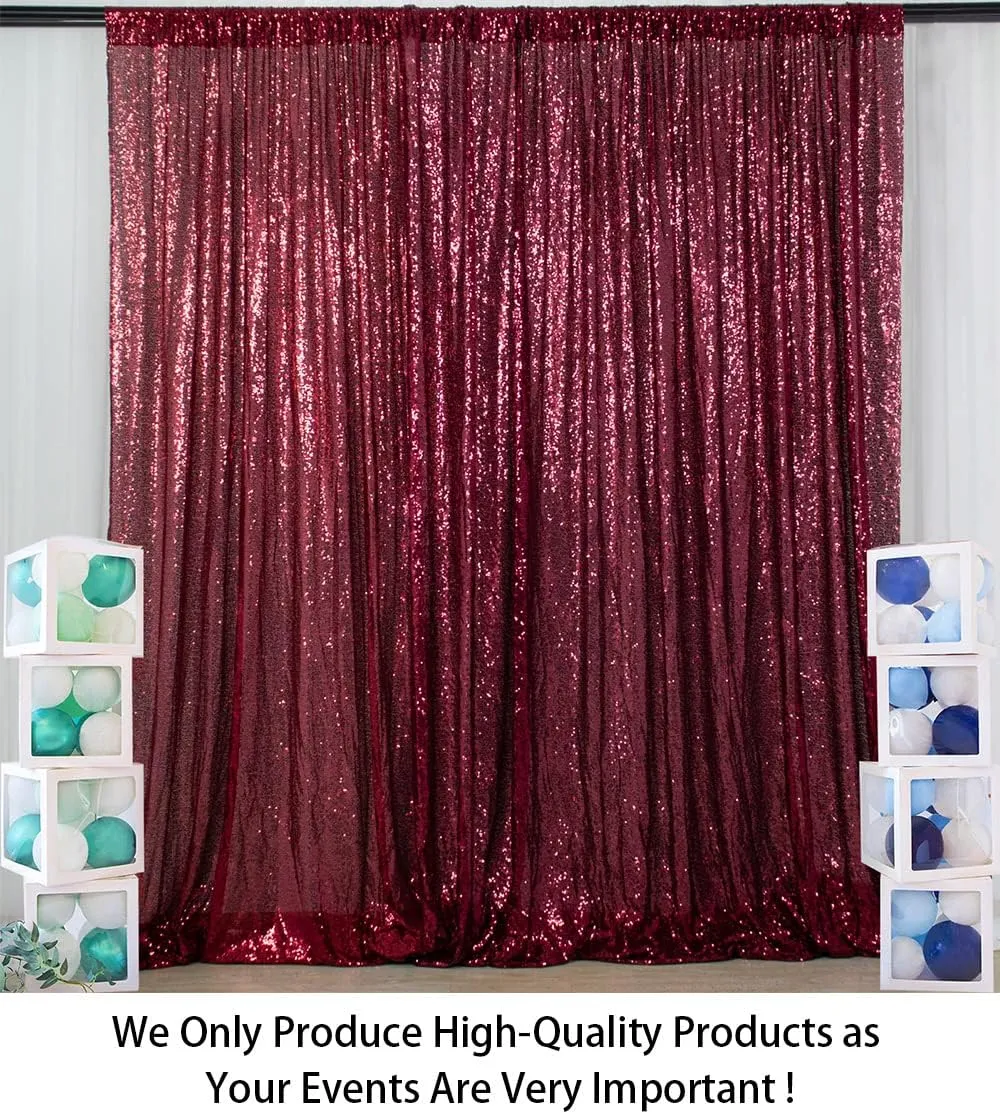 ShiDianYi Backdrop Curtain 6Ftx8Ft Burgundy Sequin Backdrop Bridal Shower Backdrops Sparkle Glitter Backdrop Shimmer Backdrop Window Curtains Photo Backdrop Christmas Backdrop