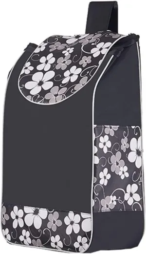 Shopping Cart Replacement Oxford Cloth Waterproof Storage Bag - Trolley Backup Push Cart Luggage for Grocery (Black Flower)