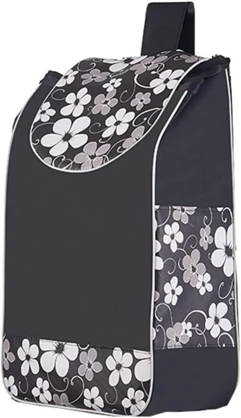 Shopping Cart Replacement Oxford Cloth Waterproof Storage Bag - Trolley Backup Push Cart Luggage for Grocery (Black Flower)
