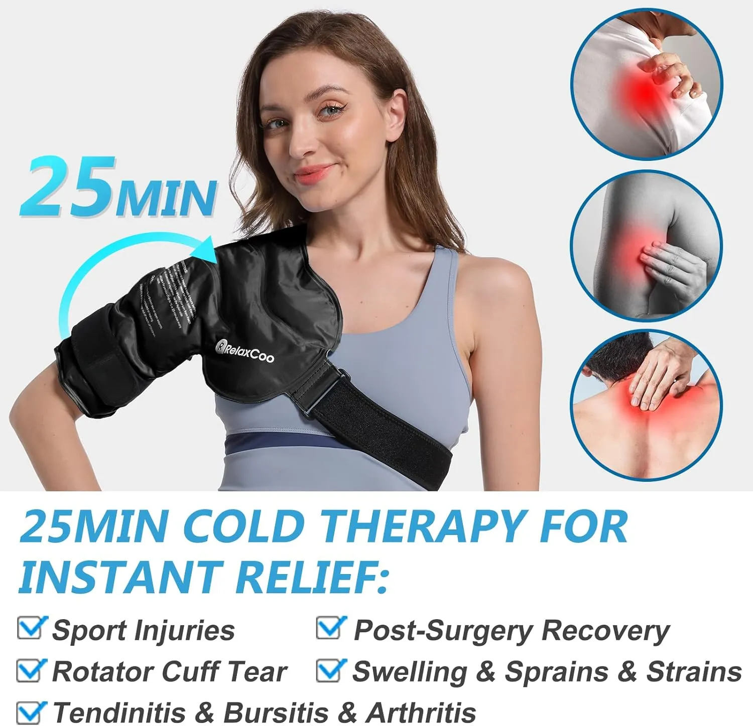 Shoulder Ice Pack Rotator Cuff Cold Therapy, Reusable Gel Ice Wrap for Shoulder Injuries & Pain Relief, Bursitis, Tendonitis, Swelling, Recovery for Man and Women