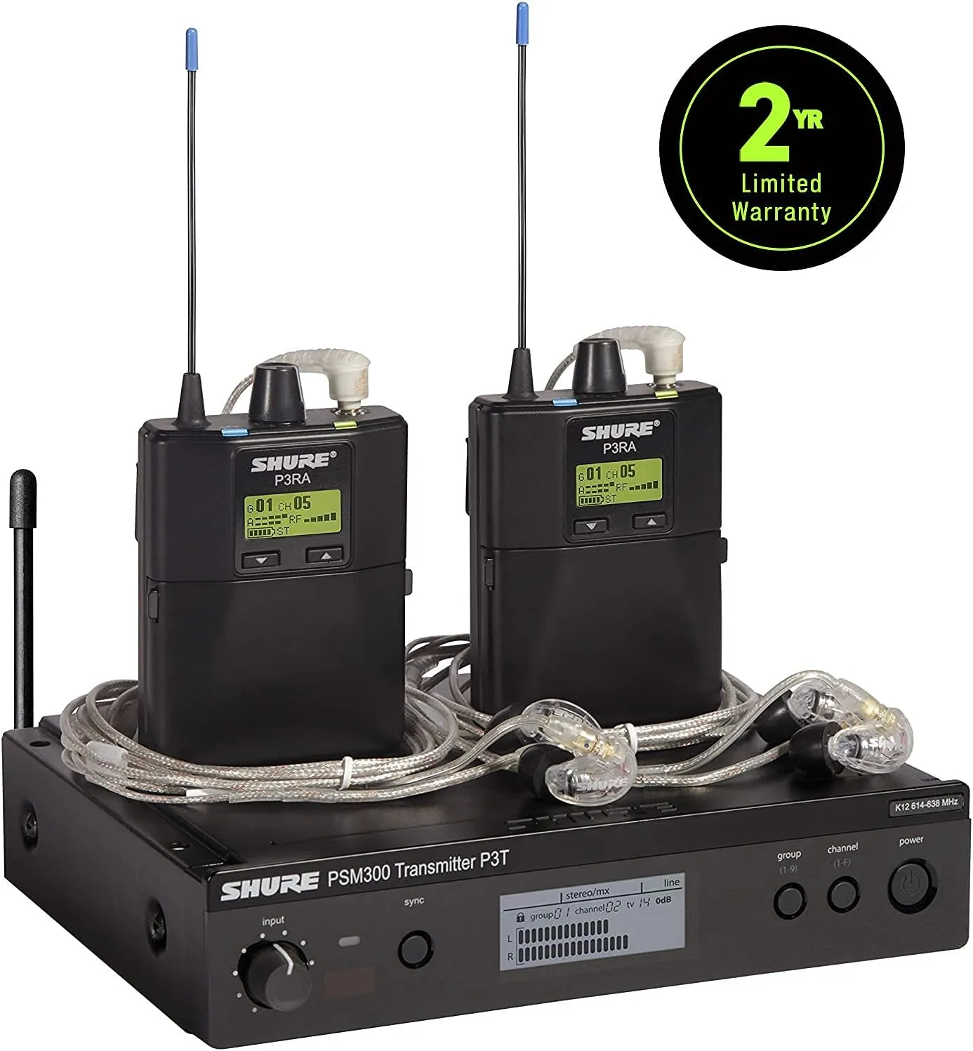 Shure PSM300 P3TRA215TWP Pro Wireless In-Ear Personal Monitor System with SE215-CL Earphones, Twinpack - G20 Band