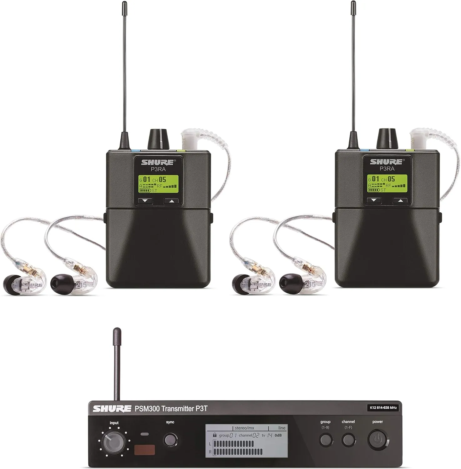 Shure PSM300 P3TRA215TWP Pro Wireless In-Ear Personal Monitor System with SE215-CL Earphones, Twinpack - G20 Band