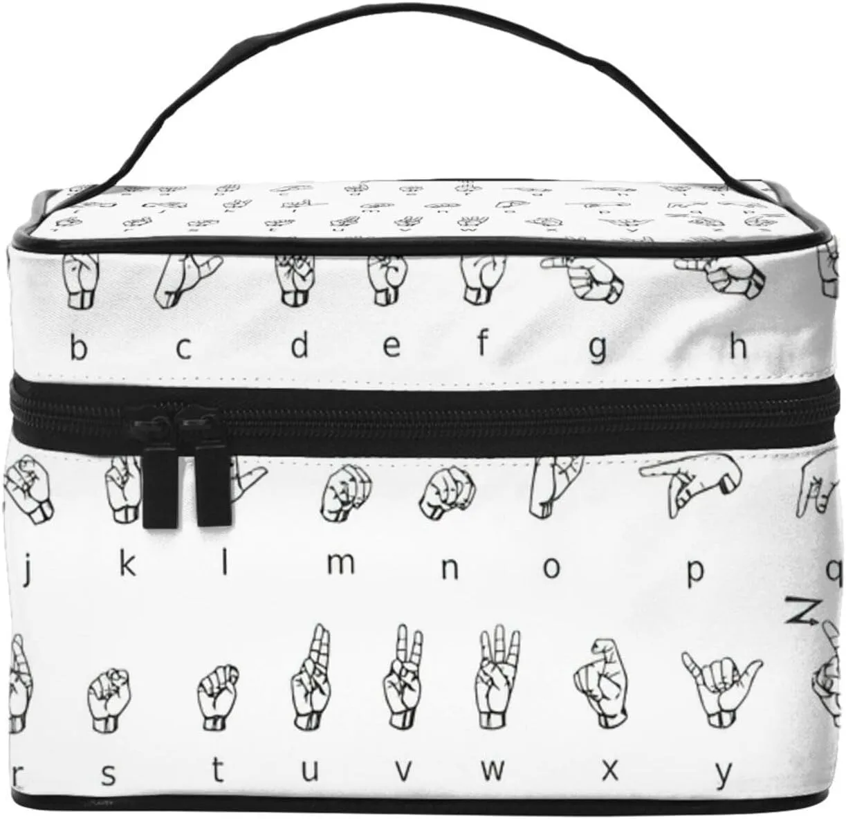 Sign Language Alphabet. Print Large Capacity Portable Travel Makeup Bag Cosmetic Bags For Women Cute Purse