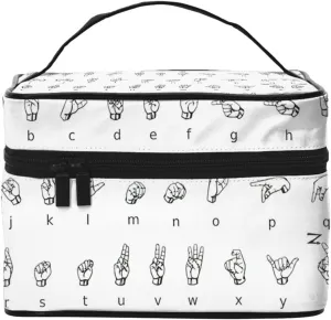 Sign Language Alphabet. Print Large Capacity Portable Travel Makeup Bag Cosmetic Bags For Women Cute Purse