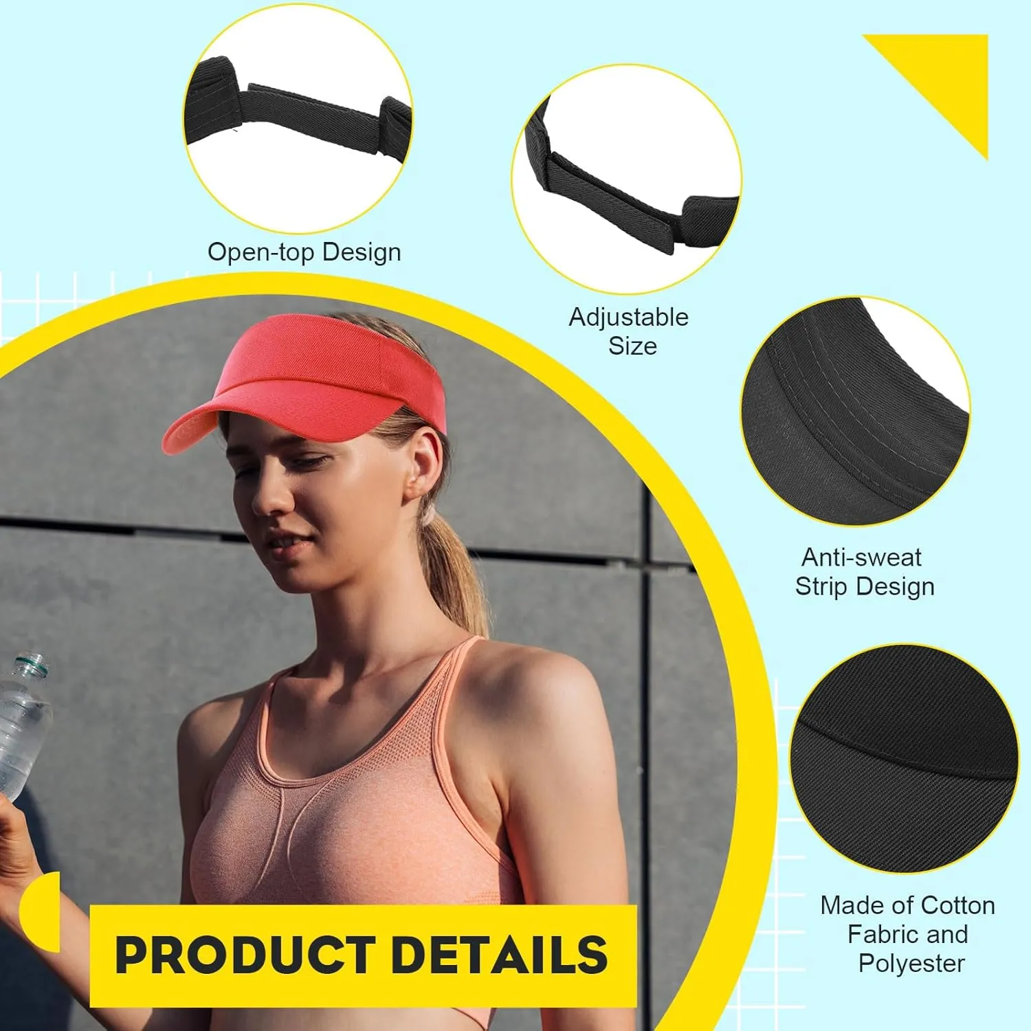 Silkfly 50 Pack Sun Visor Caps Adjustable Sports Athletic Cap UV Protection Sun Visor Hat Men Women Tennis