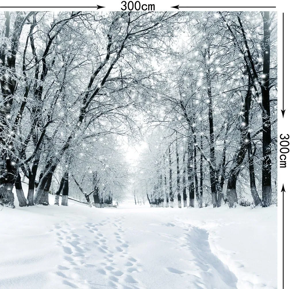 SJOLOON Winter Backdrop Snow Photography Backdrop Customized Vinyl Photo Background Studio JLT-9207(10x10FT)