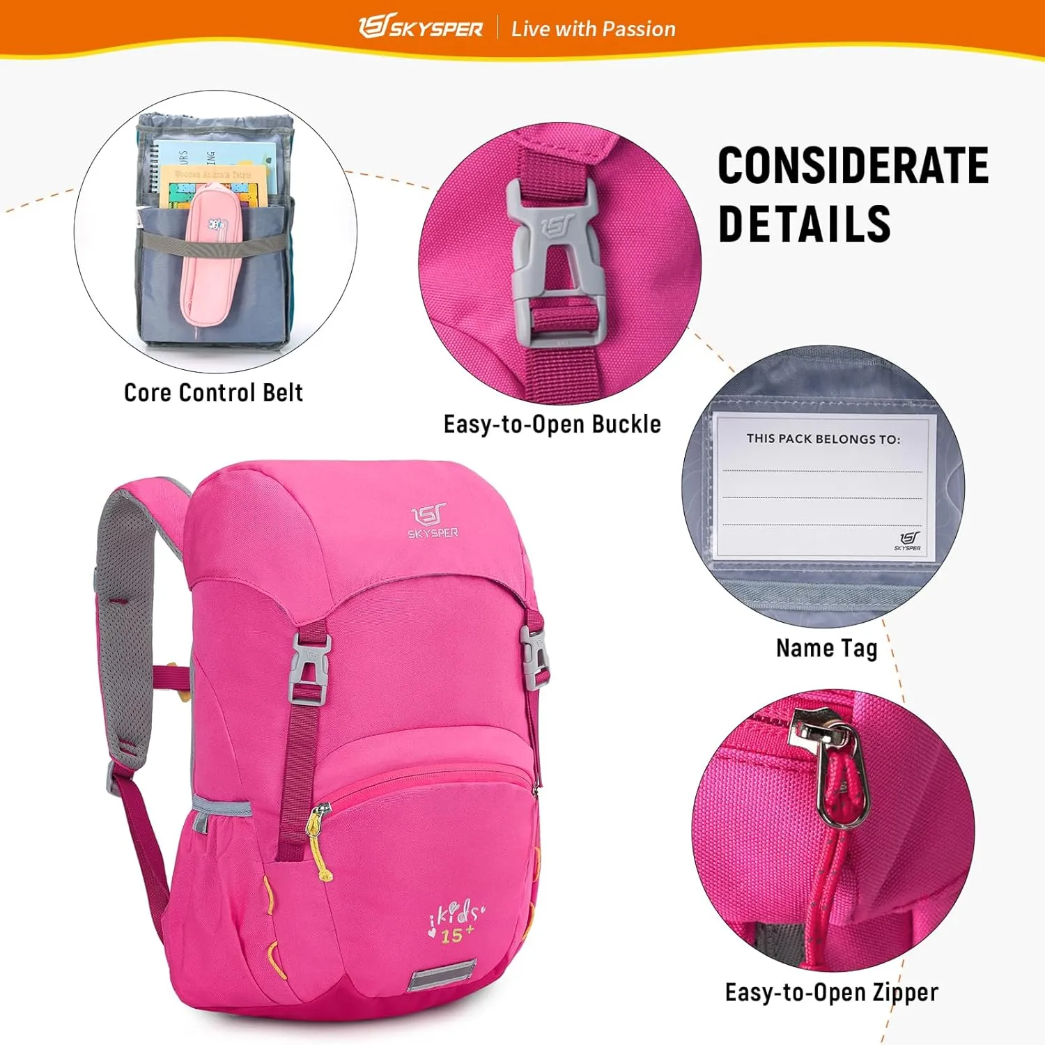 SKYSPER Kids Backpack for Boys Girls Lightweight Travel Daypack Elementary Student Rucksack Outdoor Primary School Bag