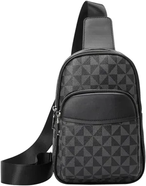 Sling Bag for Women Leather Pattern Crossbody Fanny Packs Chest Bag Vintage Single Shoulder 10 Inch Casual Chest Bag (Black)