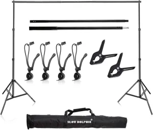 SLOW DOLPHIN Photo Video Studio 10x7ft(WxH) Adjustable Backdrop Support System Kit Background Stand with Carry Bag