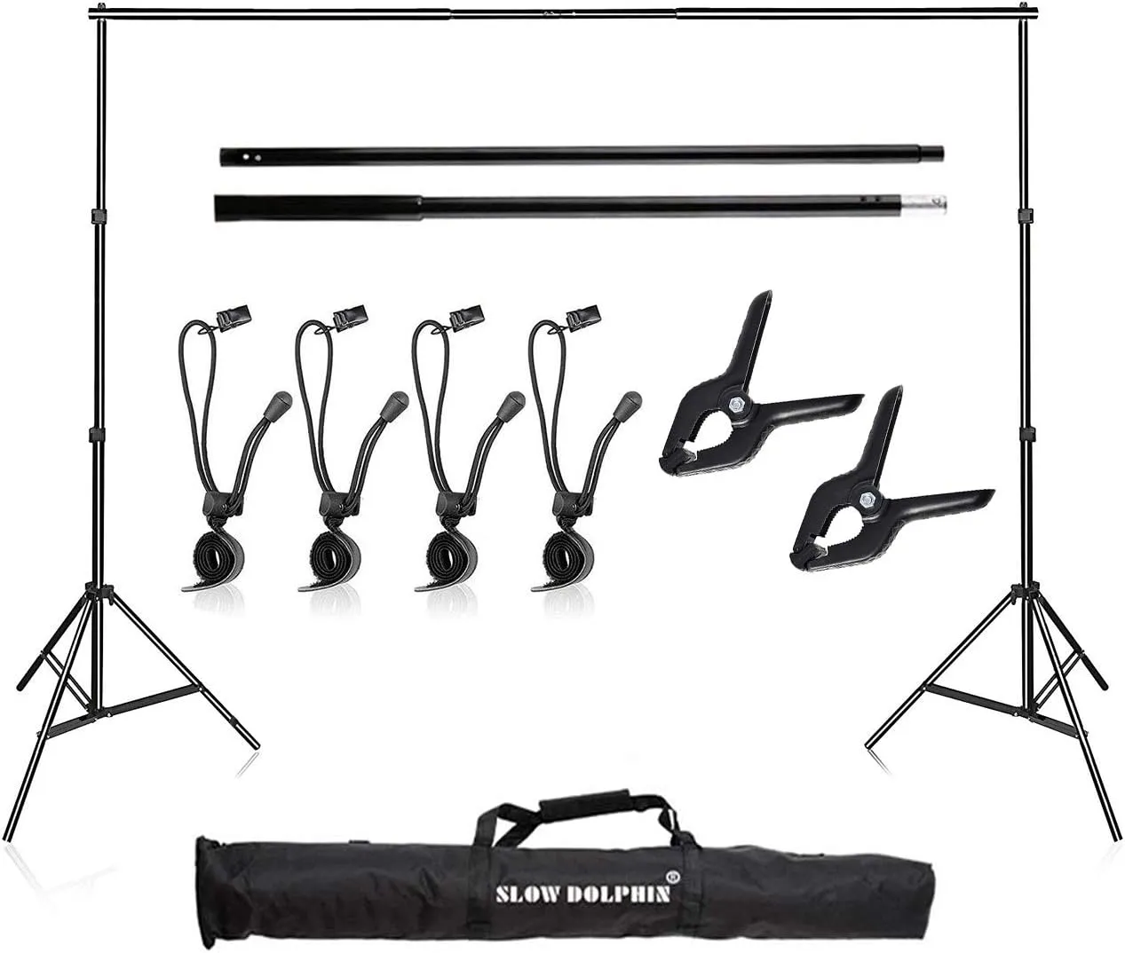 SLOW DOLPHIN Photo Video Studio 10x7ft(WxH) Adjustable Backdrop Support System Kit Background Stand with Carry Bag