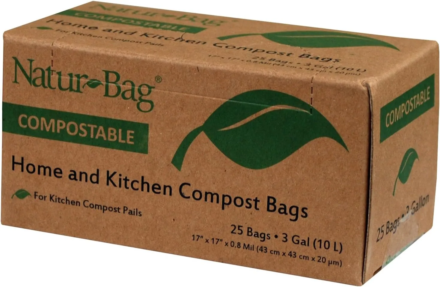 Small Food Waste Compostable Bags - 3 Gallon, 25 Bags - for Food Scraps