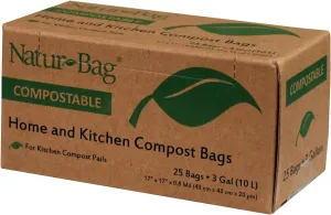 Small Food Waste Compostable Bags - 3 Gallon, 25 Bags - for Food Scraps