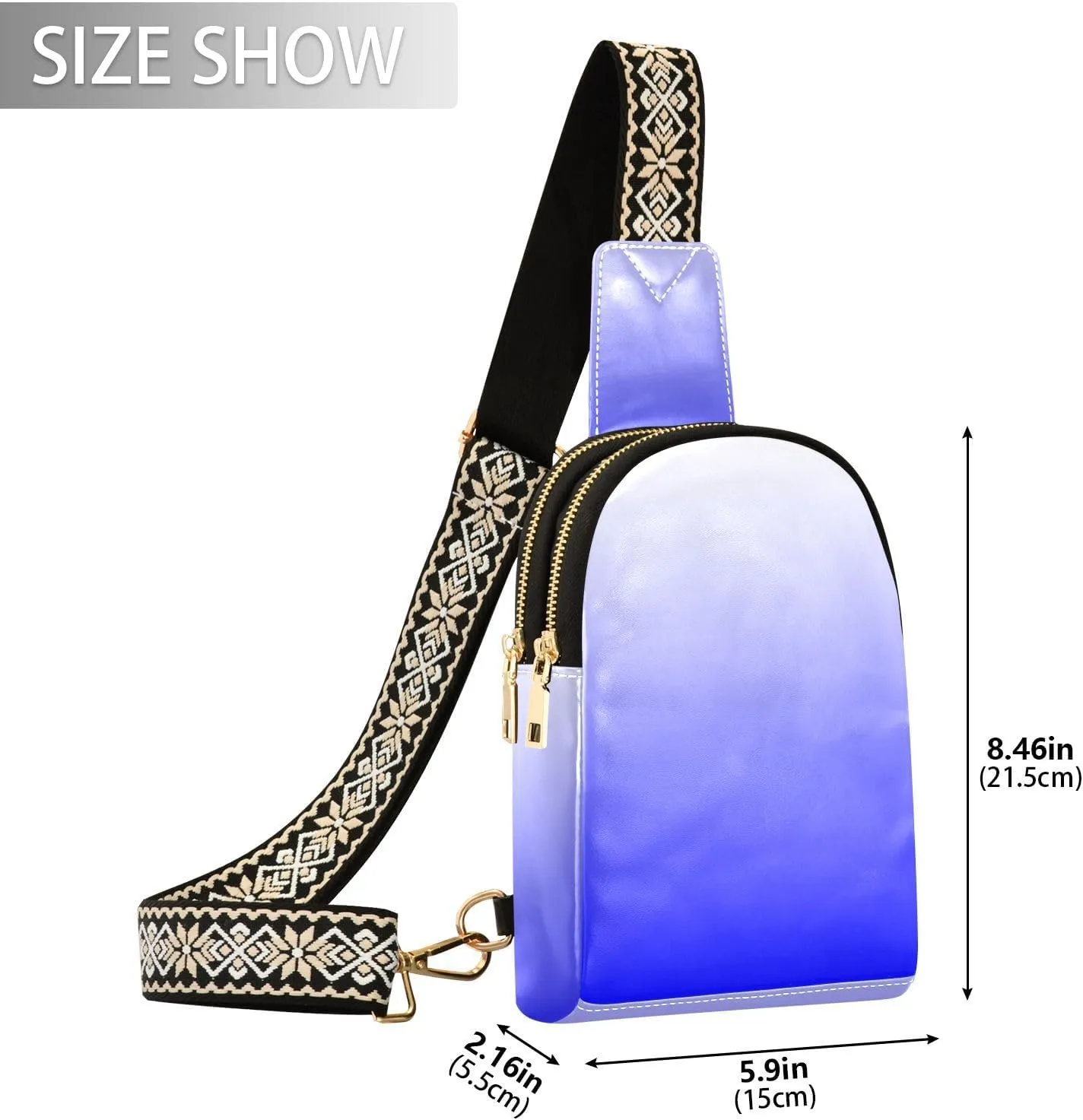 Small Sling Bag for Women Blue Crossbody Fanny Packs for Travel, Casual 20804-1